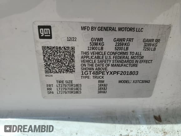 ✅ 2023 GMC Sierra 1500 • VIN: 1GT48PEYXPF201803 • Лот: 58372785. Опубликован ранее на Copart с пробегом 43 210 миль. Бесплатный доступ к архиву аукционных продаж из США и подробный отчёт об истории автомобиля на DreamBid. Изображение 12.