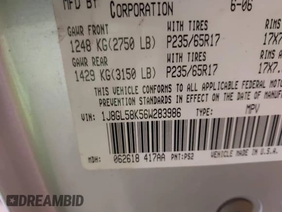 ✅ 2002 Jeep Liberty Limited • VIN: 1J4GL58K92W221602 • Lot: 42305600. Listed on IAAI with 201,998 mi. Free auction sales archive from the USA and detailed vehicle history report at DreamBid. Image 9.