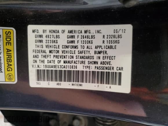 ✅ 2012 Acura TL Technology • VIN: 19UUA9E53CA010836 • Лот: 69568795. Опубликован ранее на Copart с пробегом 140 374 миль. Бесплатный доступ к архиву аукционных продаж из США и подробный отчёт об истории автомобиля на DreamBid. Изображение 12.
