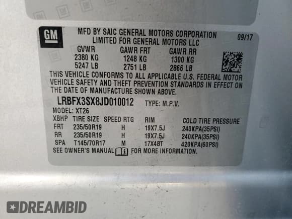 ✅ 2018 Buick Envision Premium • VIN: LRBFX3SX8JD010012 • Лот: 81798894. Опубликован ранее на Copart с пробегом 62 620 миль. Бесплатный доступ к архиву аукционных продаж из США и подробный отчёт об истории автомобиля на DreamBid. Изображение 12.