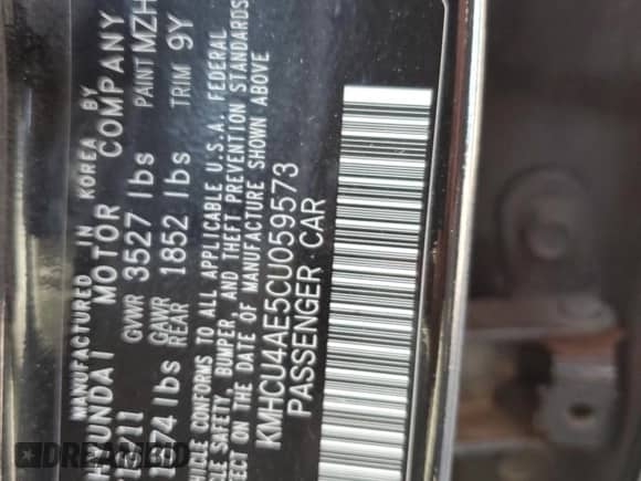 2012 Hyundai Accent GLS с VIN KMHCU4AE5CU059573, выставлен на аукционе Copart как лот 67258274 с пробегом 232 144 миль миль и Списание • Salvage title. История ставок и продаж доступна на DreamBid. Изображение 13.