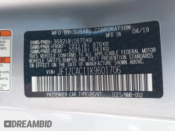 ✅ 2019 Subaru BRZ Limited • VIN: JF1ZCAC11K9601706 • Lot: 43292432. Wystawiony na IAAI z przebiegiem 60 034 mil. Bezpłatny archiwum sprzedaży aukcyjnych z USA i szczegółowy raport historii pojazdu na DreamBid. Zdjęcie 9.