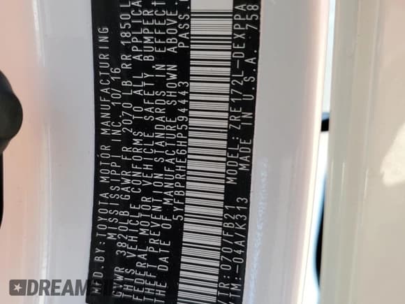 ✅ 2017 Toyota Corolla LE Eco • VIN: 5YFBPRHE6HP594443 • Lot: 80800585. Wystawiony na Copart z przebiegiem 79 101 mil. Bezpłatny archiwum sprzedaży aukcyjnych z USA i szczegółowy raport historii pojazdu na DreamBid. Zdjęcie 13.