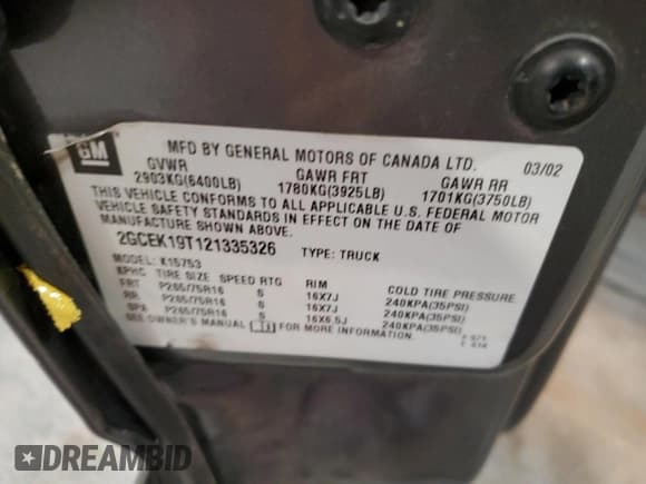 ✅ 2002 Chevrolet Silverado 1500 LS • VIN: 2GCEK19T121335326 • Лот: 71213445. Опубликован ранее на Copart с пробегом 183 009 миль. Бесплатный доступ к архиву аукционных продаж из США и подробный отчёт об истории автомобиля на DreamBid. Изображение 12.