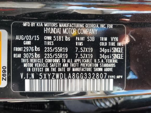 ✅ 2016 Hyundai Santa Fe • VIN: 5XYZWDLA8GG332807 • Лот: 86062895. Опубликован ранее на Copart с пробегом 84 313 миль. Бесплатный доступ к архиву аукционных продаж из США и подробный отчёт об истории автомобиля на DreamBid. Изображение 13.