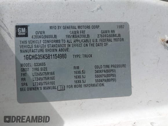 ✅ 2008 Chevrolet City Express Cargo • VIN: 1GCHG35K581154980 • Lot: 43317040. Listed on IAAI with 194,035 mi. Free auction sales archive from the USA and detailed vehicle history report at DreamBid. Image 9.