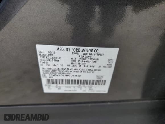 ✅ 2017 Ford Explorer XLT • VIN: 1FM5K8D82HGD84862 • Lot: 56034875. Wystawiony na Copart z przebiegiem 68 149 mil. Bezpłatny archiwum sprzedaży aukcyjnych z USA i szczegółowy raport historii pojazdu na DreamBid. Zdjęcie 13.