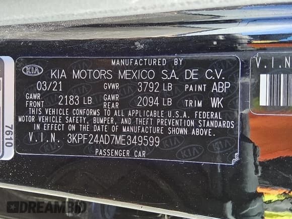 ✅ 2021 Kia Forte LXS • VIN: 3KPF24AD7ME349599 • Лот: 90785785. Опубликован ранее на Copart с пробегом 104 487 миль. Бесплатный доступ к архиву аукционных продаж из США и подробный отчёт об истории автомобиля на DreamBid. Изображение 12.