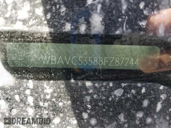 ✅ 2008 BMW 3 Series 328i • VIN: WBAVC53588FZ87244 • Лот: 68368845. Опубликован ранее на Copart с пробегом 150 927 миль. Бесплатный доступ к архиву аукционных продаж из США и подробный отчёт об истории автомобиля на DreamBid. Изображение 13.