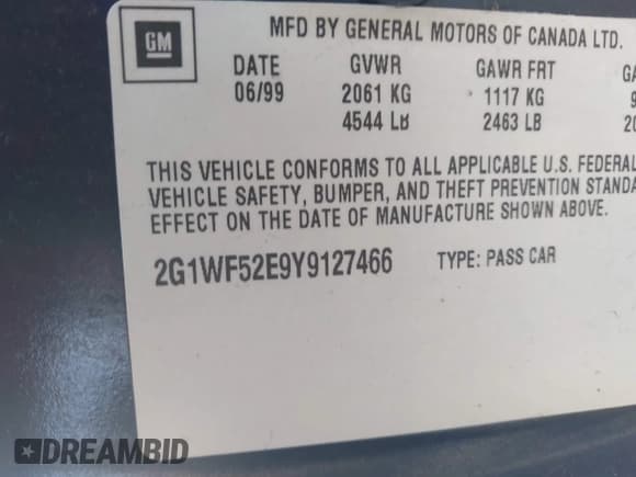 ✅ 2000 Chevrolet Impala • VIN: 2G1WF52E9Y9127466 • Lot: 43885855. Wystawiony na IAAI z przebiegiem Nie podano. Bezpłatny archiwum sprzedaży aukcyjnych z USA i szczegółowy raport historii pojazdu na DreamBid. Zdjęcie 9.