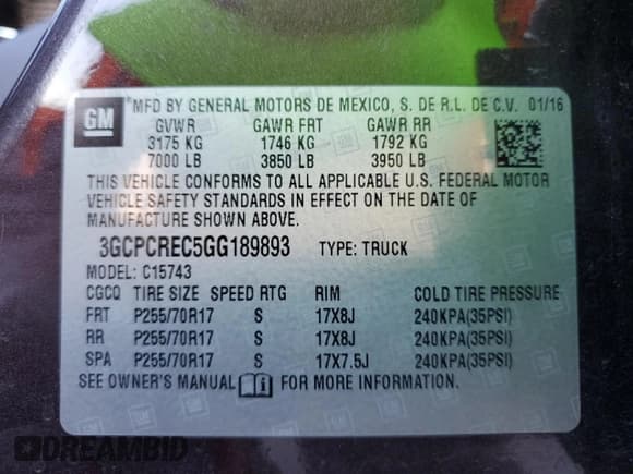 ✅ 2016 Chevrolet Silverado 1500 LT • VIN: 3GCPCREC5GG189893 • Лот: 82296895. Опубликован ранее на Copart с пробегом 315 569 миль. Бесплатный доступ к архиву аукционных продаж из США и подробный отчёт об истории автомобиля на DreamBid. Изображение 13.