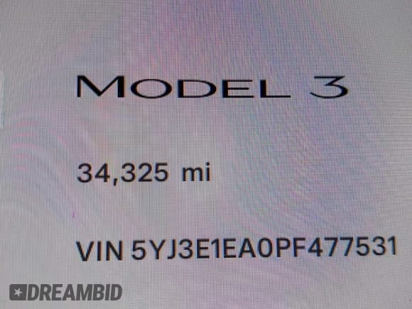 ✅ 2023 Tesla Model 3 • VIN: 5YJ3E1EA0PF477531 • Лот: 43641200. Опубликован ранее на IAAI с пробегом 34 325 миль. Бесплатный доступ к архиву аукционных продаж из США и подробный отчёт об истории автомобиля на DreamBid. Изображение 15.