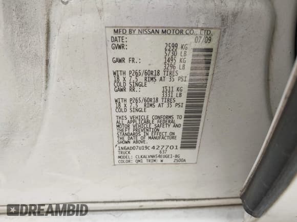 ✅ 2009 Nissan Frontier SE • VIN: 1N6AD07U19C427701 • Lot: 42613374. Wystawiony na IAAI z przebiegiem 164 412 mil. Bezpłatny archiwum sprzedaży aukcyjnych z USA i szczegółowy raport historii pojazdu na DreamBid. Zdjęcie 9.