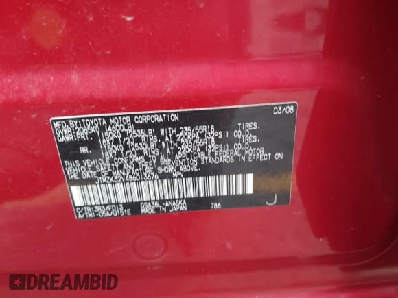 ✅ 2008 Toyota RAV4 Sport • VIN: JTMZK32V486013676 • Lot: 42713339. Listed on IAAI with 169,934 mi. Free auction sales archive from the USA and detailed vehicle history report at DreamBid. Image 9.