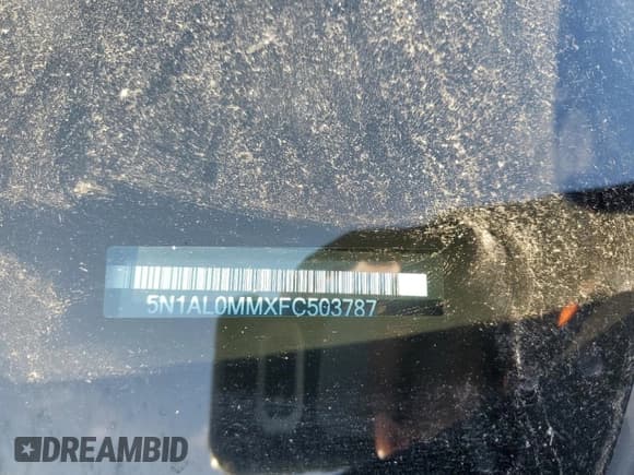 ✅ 2015 Infiniti QX60 • VIN: 5N1AL0MMXFC503787 • Lot: 82253645. Listed on Copart with 134,235 mi. Free auction sales archive from the USA and detailed vehicle history report at DreamBid. Image 13.