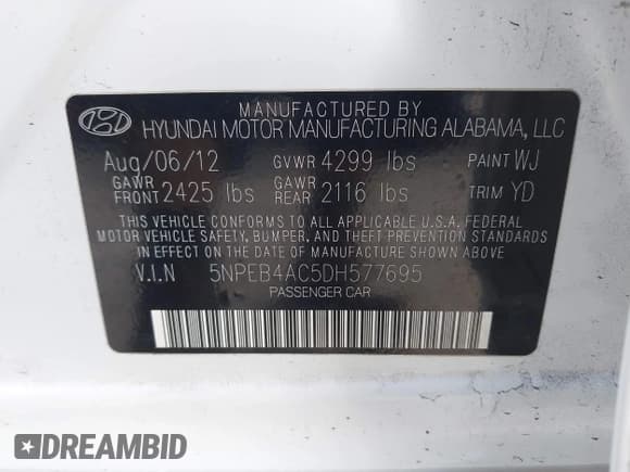 ✅ 2013 Hyundai Sonata GLS • VIN: 5NPEB4AC5DH577695 • Лот: 43379203. Опубликован ранее на IAAI с пробегом Не указан. Бесплатный доступ к архиву аукционных продаж из США и подробный отчёт об истории автомобиля на DreamBid. Изображение 9.