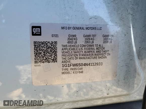2022 Chevrolet Bolt EV 1LT with VIN 1G1FW6S04N4112933, listed as a Copart auction lot 89450355 with 14,713 mi miles and Salvage title. Bid and sale history available at DreamBid. Image 12.
