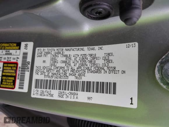 ✅ 2014 Toyota Tundra SR • VIN: 5TFRU5F16EX031535 • Лот: 43359061. Опубликован ранее на IAAI с пробегом 66 954 миль. Бесплатный доступ к архиву аукционных продаж из США и подробный отчёт об истории автомобиля на DreamBid. Изображение 9.