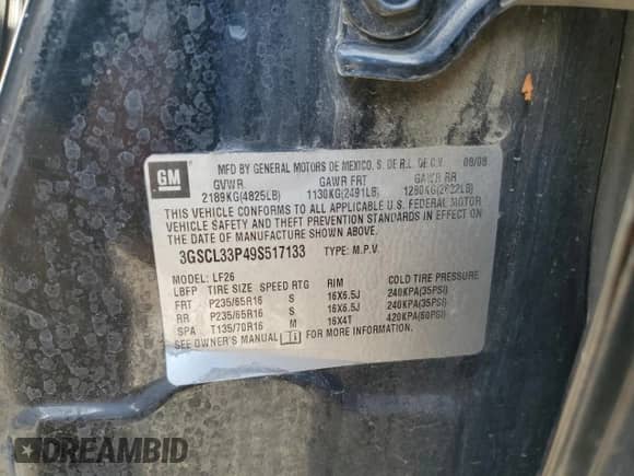 2009 Saturn VUE XE z VIN 3GSCL33P49S517133, wystawiony jako Copart lot #80584844 z przebiegiem 167 386 mil mil oraz Szkoda całkowita • Salvage title. Historia ofert i sprzedaży dostępna na DreamBid. Obrazek 15.