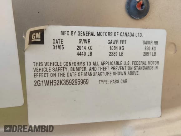 ✅ 2003 Chevrolet Impala • VIN: 2G1WF52E339402824 • Lot: 42976844. Listed on IAAI with 183,496 mi. Free auction sales archive from the USA and detailed vehicle history report at DreamBid. Image 9.