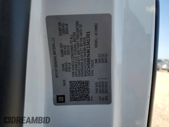 2019 Chevrolet Colorado 2WD Work Truck с VIN 1GCHSBEN4K1341301, выставлен на аукционе Copart как лот 61264555 с пробегом 173 609 миль миль и Списание • Salvage title. История ставок и продаж доступна на DreamBid. Изображение 12.