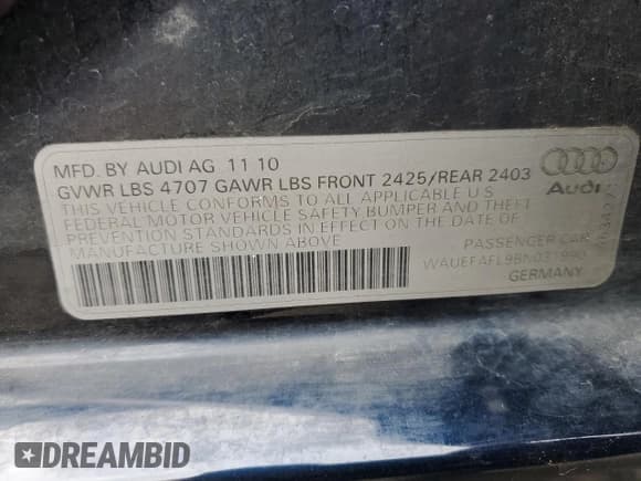 ✅ 2011 Audi A4 Premium Plus • VIN: WAUEFAFL9BN031990 • Лот: 65818175. Опубликован ранее на Copart с пробегом 222 227 миль. Бесплатный доступ к архиву аукционных продаж из США и подробный отчёт об истории автомобиля на DreamBid. Изображение 12.