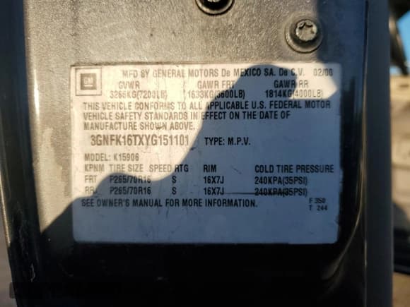 ✅ 2000 Chevrolet Suburban LS • VIN: 3GNFK16TXYG151101 • Лот: 44826315. Опубликован ранее на Copart с пробегом 177 060 миль. Бесплатный доступ к архиву аукционных продаж из США и подробный отчёт об истории автомобиля на DreamBid. Изображение 15.