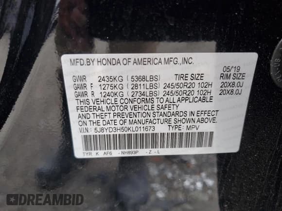 ✅ 2019 Acura MDX Technology • VIN: 5J8YD3H50KL011673 • Лот: 60538285. Опубликован ранее на Copart с пробегом 33 677 миль. Бесплатный доступ к архиву аукционных продаж из США и подробный отчёт об истории автомобиля на DreamBid. Изображение 12.