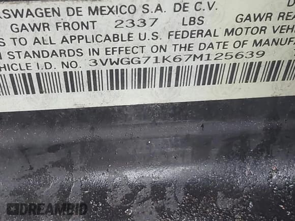 ✅ 2007 Volkswagen Jetta • VIN: 3VWGG71K67M125639 • Лот: 41382568. Опубликован ранее на IAAI с пробегом Не указан. Бесплатный доступ к архиву аукционных продаж из США и подробный отчёт об истории автомобиля на DreamBid. Изображение 9.