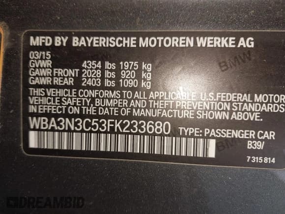 ✅ 2015 BMW 4 Series 428i • VIN: WBA3N3C53FK233680 • Лот: 42325131. Опубликован ранее на IAAI с пробегом 103 632 миль. Бесплатный доступ к архиву аукционных продаж из США и подробный отчёт об истории автомобиля на DreamBid. Изображение 9.