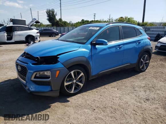 ✅ 2021 Hyundai Kona Limited • VIN: KM8K33A52MU629670 • Лот: 53994284. Опубликован ранее на Copart с пробегом 41 527 миль. Бесплатный доступ к архиву аукционных продаж из США и подробный отчёт об истории автомобиля на DreamBid. Изображение 1.
