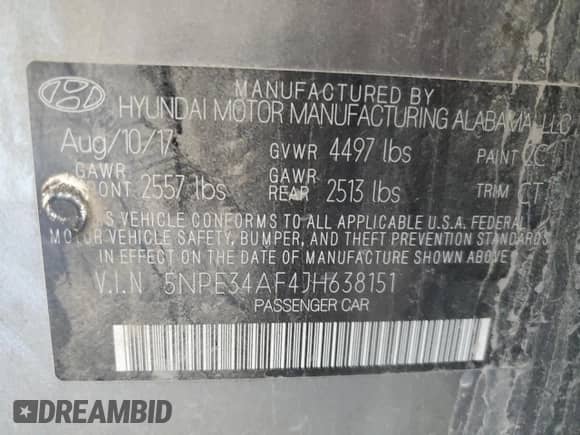 2018 Hyundai Sonata Limited с VIN 5NPE34AF4JH638151, выставлен на аукционе Copart как лот 86695965 с пробегом 103 329 миль миль и Списание • Salvage title. История ставок и продаж доступна на DreamBid. Изображение 12.