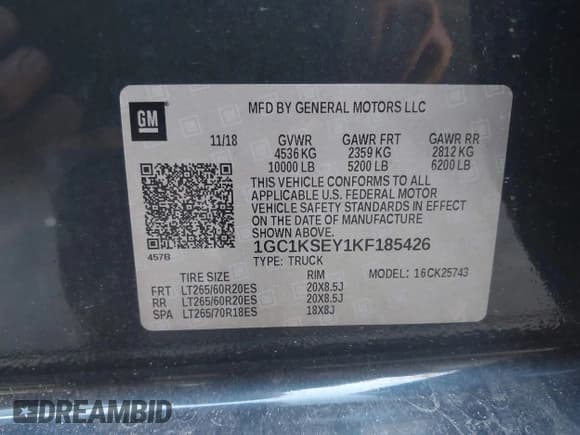 ✅ 2019 Chevrolet Silverado 2500HD LT • VIN: 1GC1KSEY1KF185426 • Лот: 40644945. Опубликован ранее на IAAI с пробегом 111 476 миль. Бесплатный доступ к архиву аукционных продаж из США и подробный отчёт об истории автомобиля на DreamBid. Изображение 9.