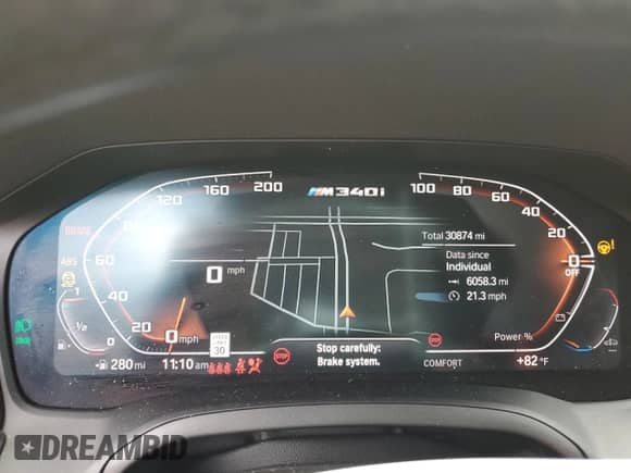 2022 BMW 3 Series M340i with VIN 3MW5U7J05N8C29964, listed as a Copart auction lot 67061755 with 30,874 mi miles and Salvage title. Bid and sale history available at DreamBid. Image 9.