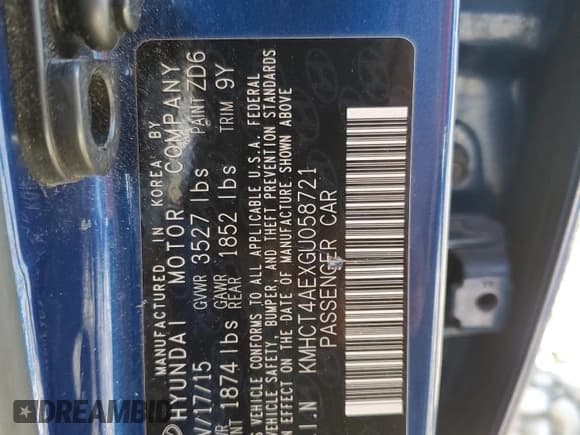 ✅ 2016 Hyundai Accent SE • VIN: KMHCT4AEXGU058721 • Лот: 80021984. Опубликован ранее на Copart с пробегом 85 218 миль. Бесплатный доступ к архиву аукционных продаж из США и подробный отчёт об истории автомобиля на DreamBid. Изображение 14.