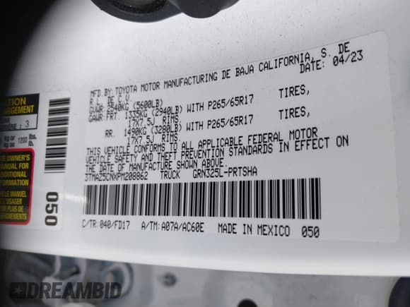 ✅ 2023 Toyota Tacoma SR5 • VIN: 3TMAZ5CNXPM208862 • Lot: 42206860. Listed on IAAI with 11,354 mi. Free auction sales archive from the USA and detailed vehicle history report at DreamBid. Image 9.