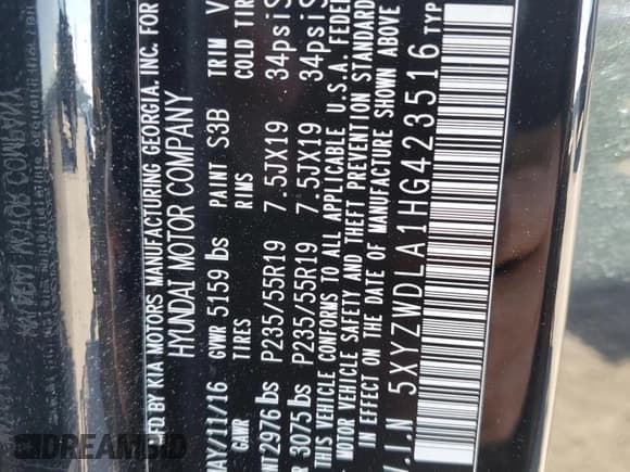 ✅ 2017 Hyundai Santa Fe Ultimate • VIN: 5XYZWDLA1HG423516 • Лот: 37707254. Опубликован ранее на Copart с пробегом 84 077 миль. Бесплатный доступ к архиву аукционных продаж из США и подробный отчёт об истории автомобиля на DreamBid. Изображение 14.