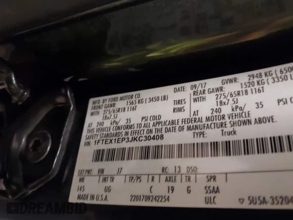 ✅ 2018 Ford F-150 XL • VIN: 1FTEX1EP3JKC30408 • Lot: 41315387. Listed on IAAI with 125,562 mi. Free auction sales archive from the USA and detailed vehicle history report at DreamBid. Image 9.