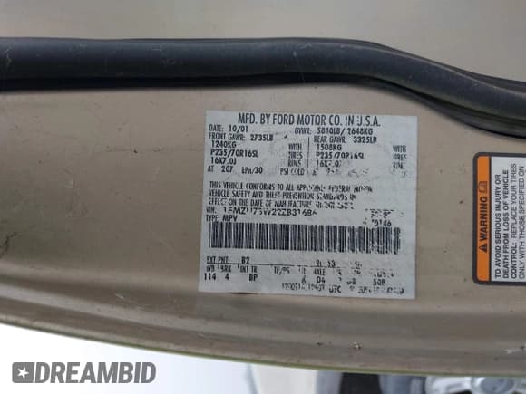 ✅ 2002 Ford Explorer XLT • VIN: 1FMZU73W22ZB31686 • Лот: 43740536. Опубликован ранее на IAAI с пробегом 154 100 миль. Бесплатный доступ к архиву аукционных продаж из США и подробный отчёт об истории автомобиля на DreamBid. Изображение 9.