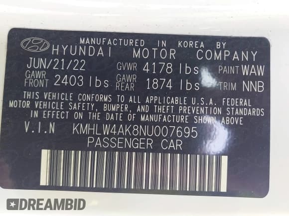 ✅ 2022 Hyundai Elantra • VIN: KMHLW4AK8NU007695 • Лот: 42146896. Опубликован ранее на IAAI с пробегом 57 563 миль. Бесплатный доступ к архиву аукционных продаж из США и подробный отчёт об истории автомобиля на DreamBid. Изображение 9.