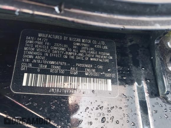 ✅ 2021 Nissan Rogue SV • VIN: JN1BJ1BVXMW567679 • Lot: 43663771. Listed on IAAI with 22,667 mi. Free auction sales archive from the USA and detailed vehicle history report at DreamBid. Image 9.