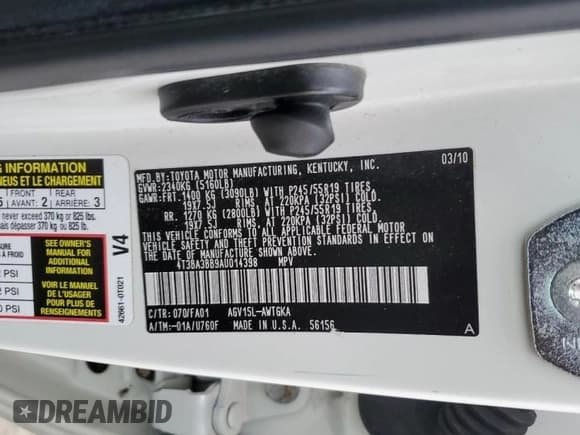 ✅ 2010 Toyota Venza • VIN: 4T3BA3BB9AU014398 • Lot: 91247645. Wystawiony na Copart z przebiegiem 204 222 mil. Bezpłatny archiwum sprzedaży aukcyjnych z USA i szczegółowy raport historii pojazdu na DreamBid. Zdjęcie 13.