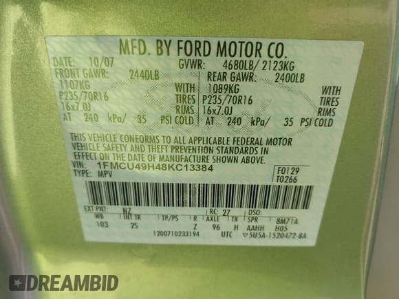 ✅ 2008 Ford Escape Hybrid • VIN: 1FMCU49H48KC13384 • Lot: 43716716. Wystawiony na IAAI z przebiegiem 128 236 mil. Bezpłatny archiwum sprzedaży aukcyjnych z USA i szczegółowy raport historii pojazdu na DreamBid. Zdjęcie 9.