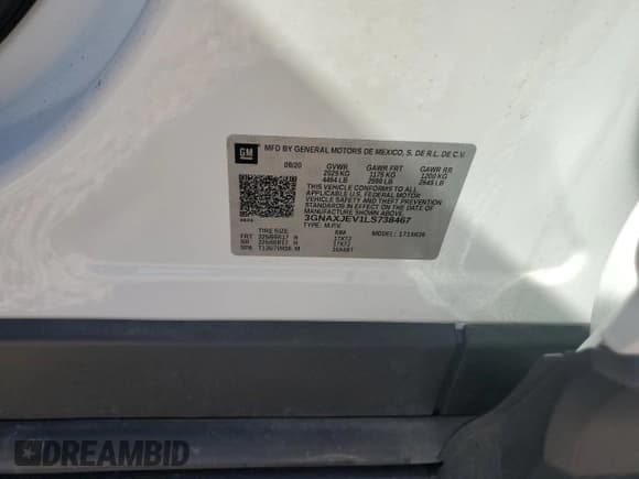 ✅ 2020 Chevrolet Equinox LT • VIN: 3GNAXJEV1LS738467 • Lot: 87188955. Wystawiony na Copart z przebiegiem 73 567 mil. Bezpłatny archiwum sprzedaży aukcyjnych z USA i szczegółowy raport historii pojazdu na DreamBid. Zdjęcie 12.