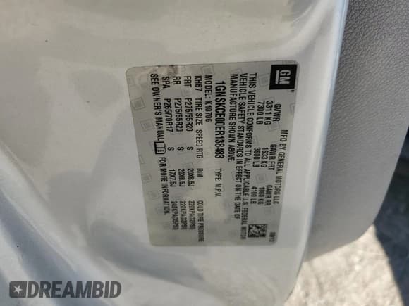 ✅ 2014 Chevrolet Tahoe LTZ • VIN: 1GNSKCE00ER138483 • Lot: 89816695. Listed on Copart with 119,080 mi. Free auction sales archive from the USA and detailed vehicle history report at DreamBid. Image 13.