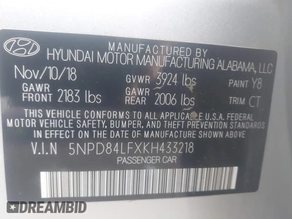 ✅ 2019 Hyundai Elantra Value Edition • VIN: 5NPD84LFXKH433218 • Lot: 43276120. Listed on IAAI with 64,082 mi. Free auction sales archive from the USA and detailed vehicle history report at DreamBid. Image 9.