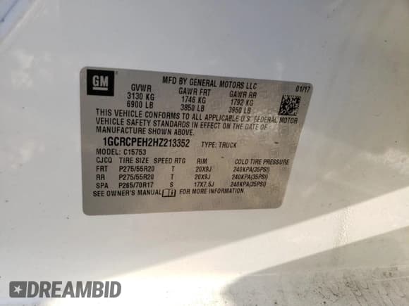 ✅ 2017 Chevrolet Silverado 1500 Custom • VIN: 1GCRCPEH2HZ213352 • Lot: 78940484. Wystawiony na Copart z przebiegiem Nie podano. Bezpłatny archiwum sprzedaży aukcyjnych z USA i szczegółowy raport historii pojazdu na DreamBid. Zdjęcie 12.