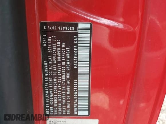 ✅ 2013 Volkswagen Golf GTI • VIN: WVWFD7AJ9DW074485 • Лот: 66264605. Опубликован ранее на Copart с пробегом 121 371 миль. Бесплатный доступ к архиву аукционных продаж из США и подробный отчёт об истории автомобиля на DreamBid. Изображение 12.