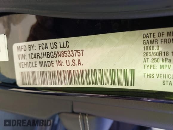 ✅ 2022 Jeep Grand Cherokee Limited • VIN: 1C4RJHBG5N8533757 • Lot: 43099660. Listed on IAAI with 105,362 mi. Free auction sales archive from the USA and detailed vehicle history report at DreamBid. Image 9.