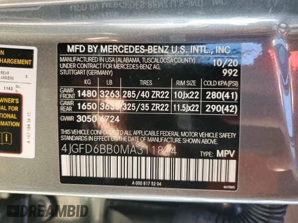 ✅ 2021 Mercedes-Benz GLE 53 AMG • VIN: 4JGFD6BB0MA311844 • Lot: 85697565. Listed on Copart with 104,180 mi. Free auction sales archive from the USA and detailed vehicle history report at DreamBid. Image 12.